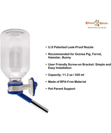 Choco Nose H128 No Drip Water Bottle for Small Pets - Leak-Proof, BPA-Free 11.2oz Dispenser for Guinea Pigs, Rabbits, Ferrets & Hamsters - Buy Online on GoSupps.com