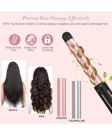 5 in 1 Curling Iron Set - Interchangeable Ceramic Curling Wand & Hair Crimper with Protective Gloves - Instant Heating Dual Temperature Stylish Pink - Buy Online on GoSupps.com