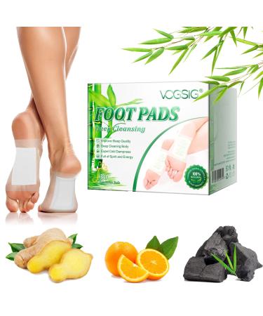 30PCS/Box Detoxifying Foot Pads -100% Natural Bamboo Vinegar Ginger Lymphatic Drainage Foot Pads for Feet Care & Better Sleep  Deep Cleansing Foot Pads Detoxifying Patch