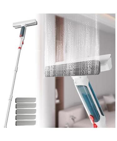 RRRYYYZZ 75'' Spray Window Cleaning Squeegee Kit with 4-Section Extension Pole 4 in 1 Squeegee for Window Cleaning Professional Window Cleaning Kit with Sewage Collector and 5 Pads