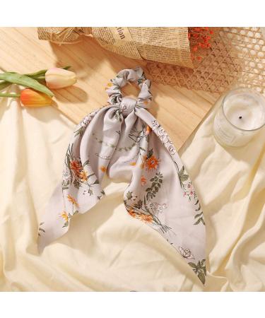 Lureme Bowknot Hair Scrunchies Silk Satin Scarf Hair Ties - Floral & Leopard Pattern Ponytail Holder for Women | Accessories Ropes (hb000003-2) - Buy Online on GoSupps.com