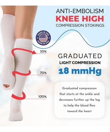 ITA-MED Anti-Embolism Knee High Stockings - Light Compression (18 mmHg) for Men & Women - Medical Orthopedic Support for Varicose Veins, Edema, Swelling - Large - Buy Online on GoSupps.com