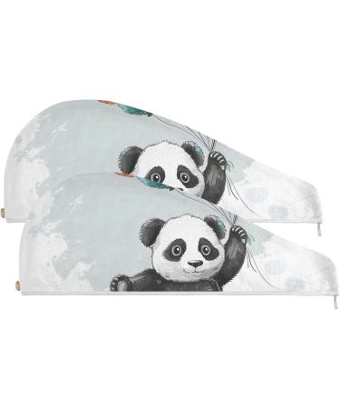 Buy Panda Bear Summer Hair Towel 2 Pack - Super Absorbent Quick Dry Hair Turbans for Women & Girls - Buy Online on GoSupps.com