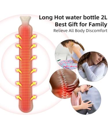 RiyaNed Long Hot Water Bottle 2L - Natural Rubber Soft Fluffy with Cover | Heat Therapy Wrap | Personalized Cute Design | Dark Green - Buy Online on GoSupps.com