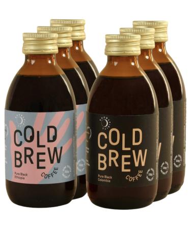 Good Spirits Organic Cold Brew Coffee 3x Ethiopia & 3x Colombia Coffee Cold Drink DISPOSABLE (6 x 200 ml)