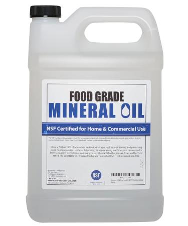 NSF Certified Food Grade Mineral Oil  Gallon (128oz), Certified Food Safe Conditioner for Wood Cutting Boards, Butcher Blocks and Stainless-Steel Kitchen Equipment 1 Gallon