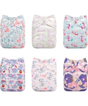 Alva Baby Reusable Washable Diapers Set with 6 Nappies + 12 Inserts - 6DM42 - Buy Online on GoSupps.com
