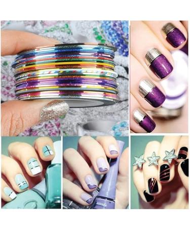 TEEROVA 32 Mixed Colors Nail Striping Tape Line with 2 Pieces Nail Tape Dispensers Nail Art Decoration Sticker DIY Nail Tip - Buy Online on GoSupps.com