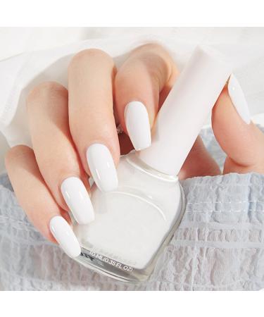 White Nail Polish Quick Dry Nail Varnish Pure White Water-Based Nail Gel Milky White Chip-resistant Peel off Nail Polish French Manicure Nail Polish for Nail Art DIY No Need Cure