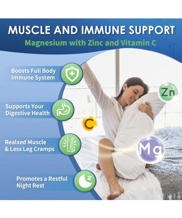 NATURE TARGET Magnesium Glycinate 500mg Chelated Magnesium with Zinc & Vitamin D3 for Muscle Nerve & Bone Support Heart Health & Leg Cramp Strength Immune System - 120 Capsules 120 Count (Pack of 1) - Buy Online on GoSupps.com