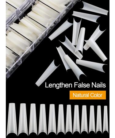 Kalolary 480pcs XXL Natural Color False Nail Tips - Extra Long Half Cover French Acrylic Nail Art Extension Tools in Clear Box - Buy Online on GoSupps.com
