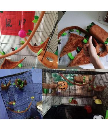 5pcs Hamster Hanging Cage Accessories Set: Leaf Wood Design Hammock, Swing, Ropeway Channel - for Guinea Pig, Rat, Birds, Parrot, Gerbil, Sugar Glider, Squirrel - Buy Online on GoSupps.com