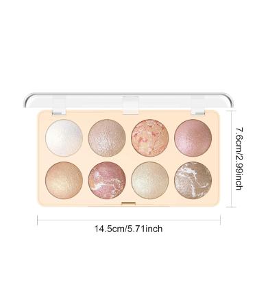 KYDA 8 Colors Baked Powder Palette | Multiuse Eyeshadow Highlighter & Contour | Lightweight Buildable Glossy Pigment - Golden Luster #01 - Buy Online on GoSupps.com