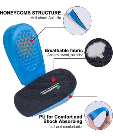 1 Height Blue Heel Lift Inserts - Cushioning Heel Cup for Heel Pain, Plantar Fasciitis, Achilles Tendonitis - Buy Online on GoSupps.com