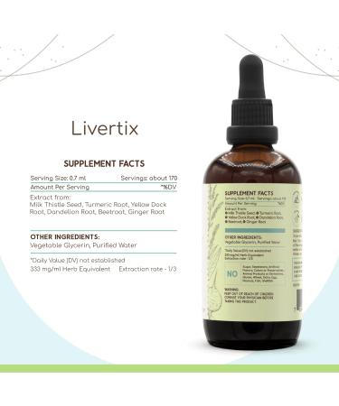 HerbEra Livertix B120 Alcohol-FREE Extract Tincture, Concentrated Liquid Drops Natural: Milk Thistle Seed, Turmeric Root, Yellow Dock Root, Dandelion Root, Beetroot, Ginger Root. Liver Support 4 Fl Oz 4 Fl Oz (Pack of 1) - Buy Online on GoSupps.com