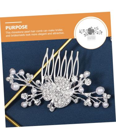Angoily Rhinestone Five-tooth Hair Comb Hair Accessories for Pearl Hair Accessories Pearl Tiara Hair Combs for Women Rhinestone Hair Combs Alloy Rhinestones Bride Hair Piece - Buy Online on GoSupps.com