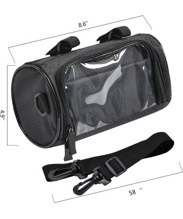 Waterproof Bike Handlebar Bag w/ Phone Holder & Shoulder Strap | Transparent Touch Screen Pouch for Dirt, Road & Mountain Bikes | Black 8.6x4.9 - Buy Online on GoSupps.com