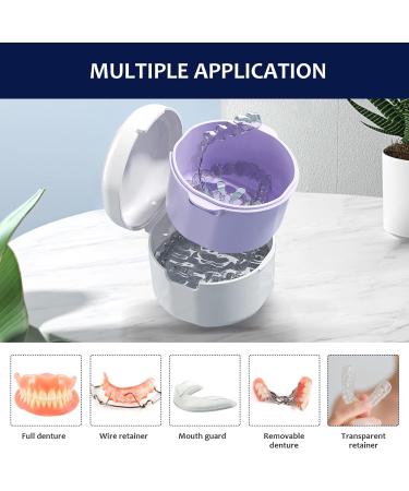 DIDATOOL Denture Cup Denture Bath Denture Cups for Soaking Dentures Denture Case with Lid Denture Bath with Rinsing Basket Easy to Carry and Clean Retainer Case Denture Cleaning kit (White) Round White - Buy Online on GoSupps.com