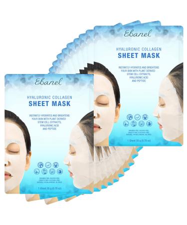 Ebanel 40 Pack Collagen Face Mask, Instant Brightening & Hydrating Face Sheet Mask with Aloe Vera, Hyaluronic Acid, Vitamin C and E, Chamomile, Anti Aging Face Mask with Hydrolyzed Collagen, Peptide 40 Count (Pack of 1)