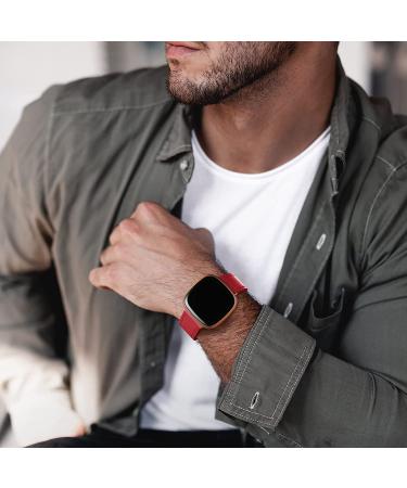 Maledan Genuine Leather Band for Fitbit Versa 3/Sense - Red - Buy Online on GoSupps.com