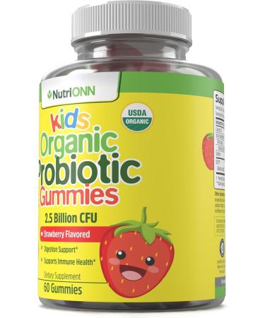 NutriONN Organic Kids Probiotic Gummies - USDA Organic Chewable Probiotics for Kids - 60 Delicious Gummies - Child Digestive Immune Support & Gut Health Supplement - Vegan & Non-GMO - Buy Online on GoSupps.com
