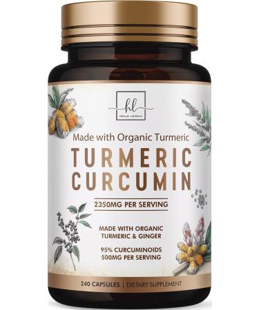 Turmeric Curcumin Supplement with 95% Curcuminoids Organic Turmeric & Ginger 1750mg BioPerine Black Pepper for Best Absorption Nature's Vegan Joint Support Non-GMO Bottled in USA - 240 Capsules 240 Count (Pack of 1)
