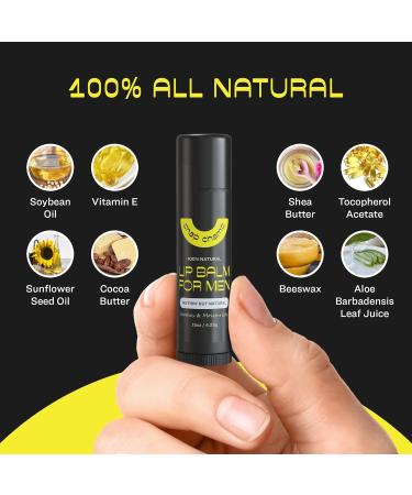 All-Natural Lip Balm for Men - Vitamin E & Beeswax Chapstick - Peppermint Coconut & Vanilla - 6 Pack - Buy Online on GoSupps.com