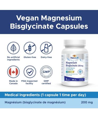 MapleLife Nutrition Magnesium Bisglycinate 200mg High Absorption Maintain Bones and Teeth Muscle Function Support Tissue Formation Natural Ingredients No Artificial Flavours/Colours No Preservatives 90 Capsules 90 Servings - Buy Online on GoSupps.com