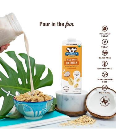 Mooala Organic Coconut Oatmilk Unsweetened 1L (Pack of 6) | Non-Dairy, Gluten-Free, Vegan & Plant-Based Beverage - No Added Sugar | Shelf-Stable - Buy Online on GoSupps.com
