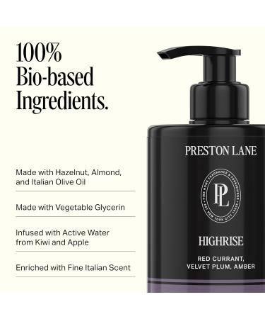 Preston Lane Luxury Hand Wash Highrise Scent | Hydrating and Nourishing Formula with Organic Oils Active Kiwi and Apple Water and Vegetable Glycerin | Gentle Cleansing Vegan and Cruelty Free - Buy Online on GoSupps.com