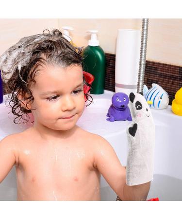 4 Pieces Baby Bath Gloves - Soft Animal Style Cotton Towels for Gentle Peeling - Duck Panda Sheep Design | Perfect for Baby Baths & Showers - Buy Online on GoSupps.com