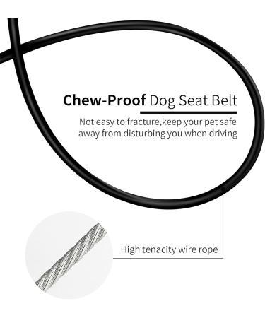 Yaodhaod Dog Safety Belt - Steel Wire Bite-Resistant Car Seat Belt for Dogs & Cats (80cm Black) - Double Tock & Buckling Adapter - Buy Online on GoSupps.com