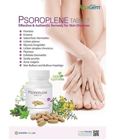 AyurGem Herbal Psoroplene Tablets (60 Capsules) - 15 Ayurvedic Extracts for Eczema, Psoriasis & Skin Disorders - Buy Online on GoSupps.com