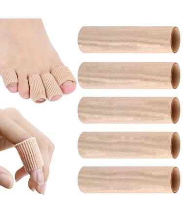 Obidodi 5pcs Cuttable Toe Cushions Tube Toe Tubes Sleeves Made of Elastic Fabric Lined with Silicone Gel Toe Sleeve Protectors Relief Toe Pressure Pain Corns Blisters Calluses (L Diameter 2.5CM)