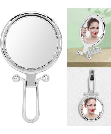 5x Magnifying Folding Adjustable Cosmetic Mirror Double Sided Makeup Mirror Portable Silver Beauty Mirror for Home and Travel Use Combination of Flat and 5x Mirror Aluminum - Buy Online on GoSupps.com