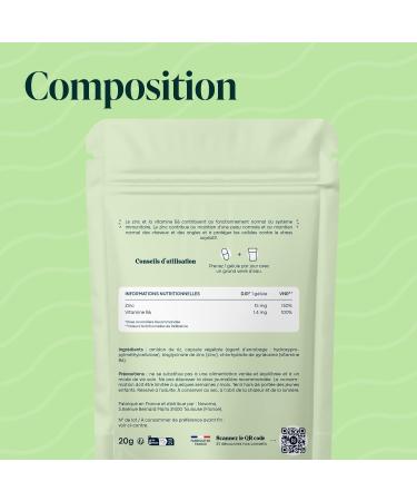 Zinc Bisglycinate + Vitamin B6 Strengthens Immunity & Fights Acne Optimal Assimilation 2 Months Cure 60 Vegetable Capsules Food Supplement Made in France Essentials by Novoma - Buy Online on GoSupps.com