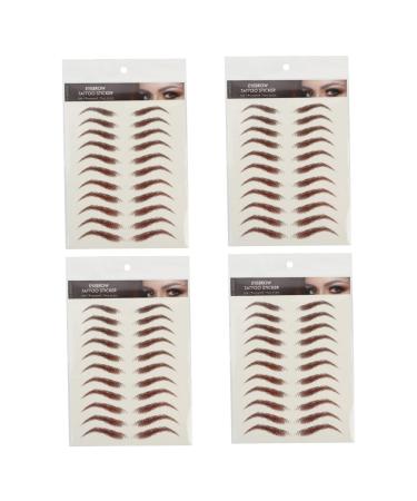 Housoutil 4 Sheets Waterproof Eyebrow Stickers Eyebrow Tools Eyebrow Transfer Stickers Water Proof 3d Cosmetic 21x14.8cm Brown