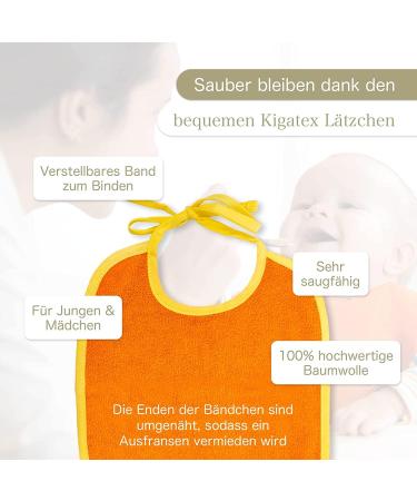 Kigatex 10 Pack Baby Bibs - 100% Cotton Adjustable & Ultra Absorbent - Eco-Tex Certified - Multicolored 30x40 cm - Buy Online on GoSupps.com