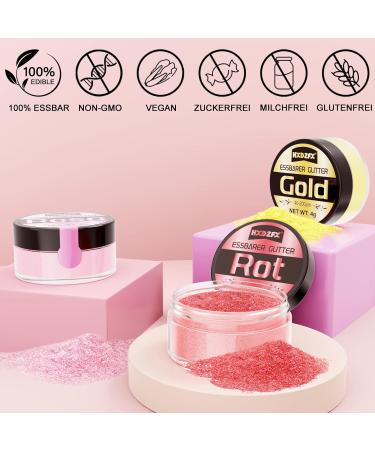 Edible Glitter Set - 3 Colors of Tasteless Glitter Powder for Drinks Desserts & Cocktails | 4G Food Coloring Powder - Buy Online on GoSupps.com