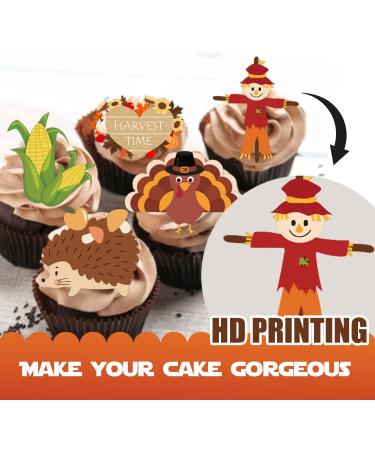 18pcs Glitter Dessert Cupcake Topper Thanksgiving Gratitude Autumn Farm Harvest Corn Turkey Theme Decor for Boys Girls Men Women Happy Birthday Party Decoration Supplies - Buy Online on GoSupps.com