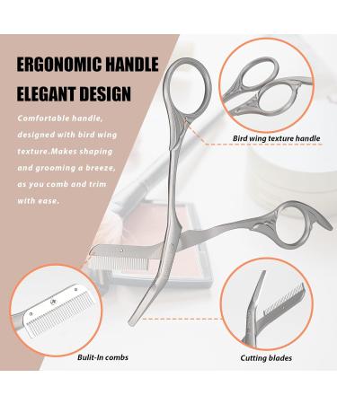 LePinko Eyebrow Trimming Scissors & Combs Set - Perfect Gifts for Men & Women | Silver - Ideal Stocking Stuffers - Buy Online on GoSupps.com