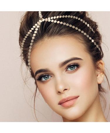 Frcolor Women's 2 Layers Metal Chain Headdress - Gold Party Hair Band for Elegant Hairstyles - Buy Online on GoSupps.com