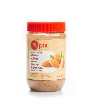 Yupik Natural Almond Butter 454 g Kosher Gluten-Free GMO-Free Creamy Nut Butter Only Almonds No Added Sugar No Additives Smooth Spread Source of Fiber Ideal for Snacks & Recipes