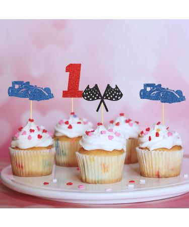 Maicaiffe Fase One Cupcake Toppers Race Car Birthday Cupcake Toppers 1st Birthday Baby Shower Party Dessert Decors Racing Party Decorations 24Pcs Glitter - Buy Online on GoSupps.com