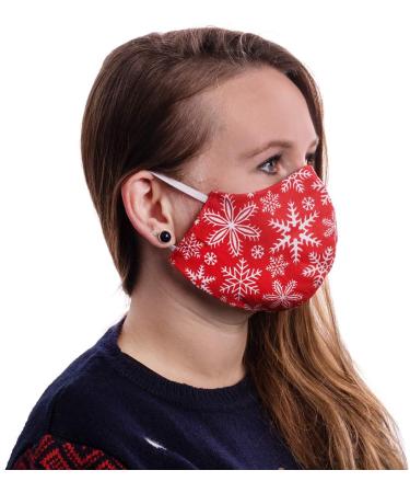 Premium Breathable 3-Layer Fabric Mask - Reusable Black Cotton & Red Snowflake Face Mask for Men & Women - Washable Mouth & Nose Protection - Buy Online on GoSupps.com