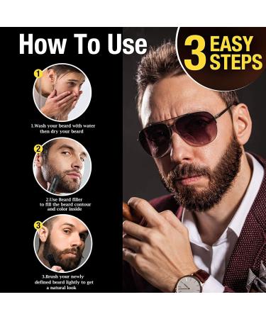 Beard Filler for Men Beard Bushy Powder Beard Shaping Filler- Black and Brown Beard Filling Pen Enhance Facial Beard Kit Mustache Repair Shape Water Proof Long Lasting Coverage (Black) - Buy Online on GoSupps.com