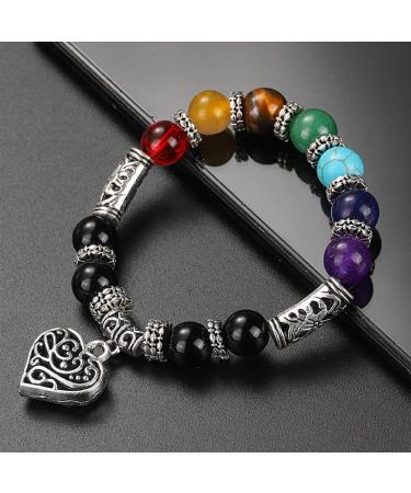 YIUPEDRFG Natural Stones Bracelet | Energy Balance & Chakra Healing | 7 Crystals 8mm | Perfect Gift for Mindfulness & Wellness - Buy Online on GoSupps.com