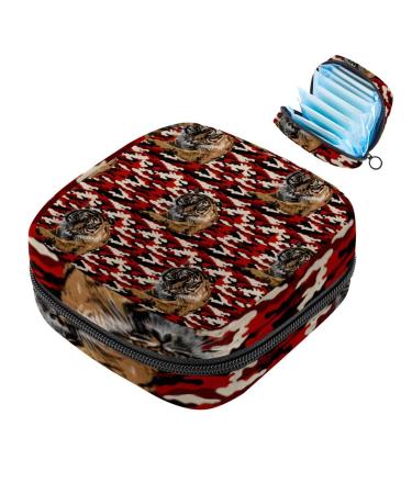 Camouflage Tiger Pattern Sanitary Napkins Storage Pocket Menstruation Pad Pocket Pable Menstrual Cup Pocket With Zipper for Teen Girls Women Women