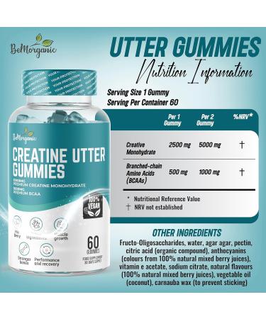 Creatine Monohydrate Gummies 5000mg - Sugar Free Pre Workout & Muscle Recovery with 1000mg BCAAs | Best Gym Supplements for Men - 1 Pack - Buy Online on GoSupps.com