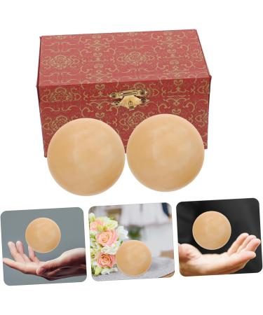Beaupretty 2 STK Chinese Handballs - Marble Massage Balls for Muscle Relief & Fitness | Baoding Balls - 5.50cm Yellow - Buy Online on GoSupps.com